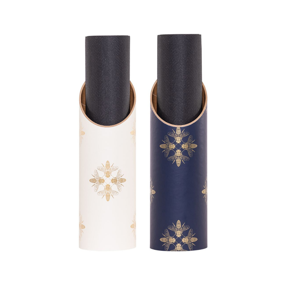 Apis Yoga Mat Tube Blue and Cream with Gold Holding Mats