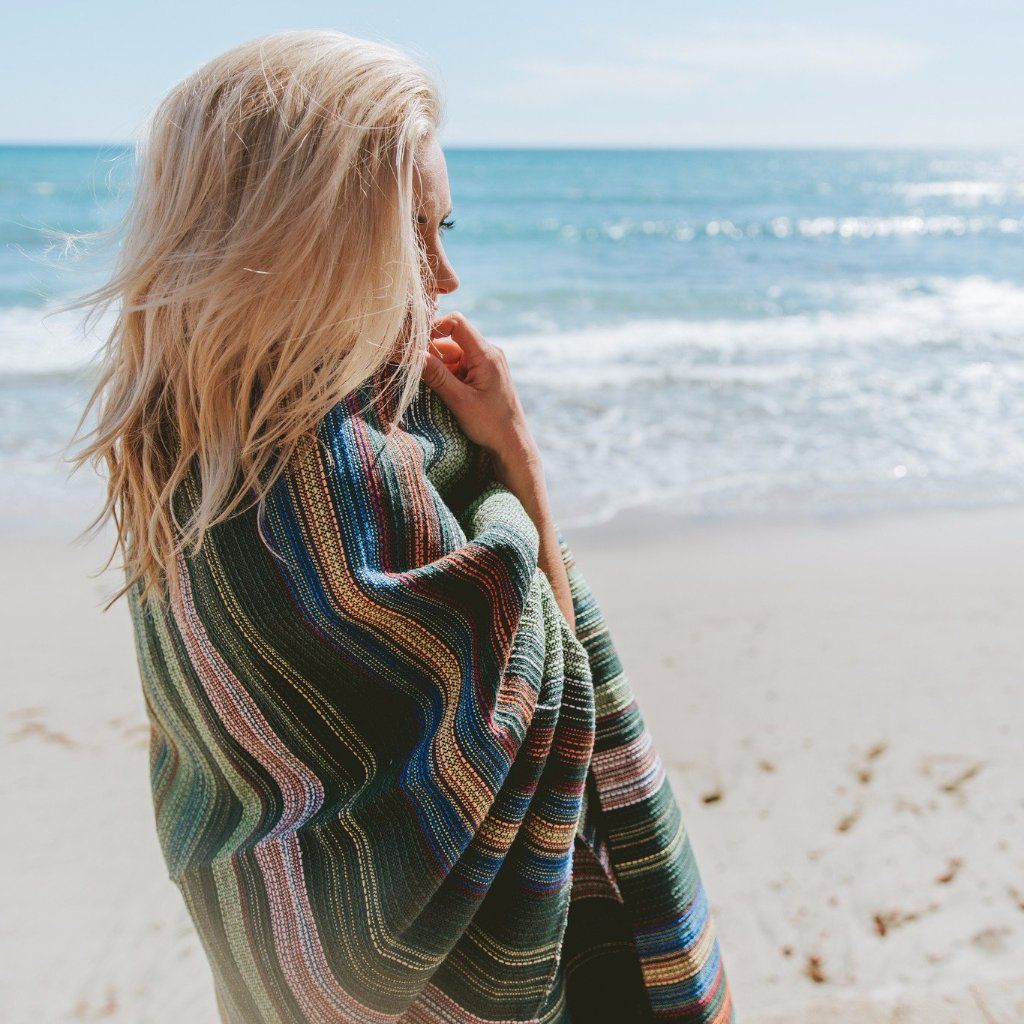 Aqua Green Povoa Yoga Blanket lifestyle Beach