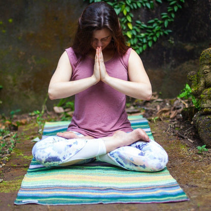 Aqua Green Povoa Yoga Blanket Used in Meditation