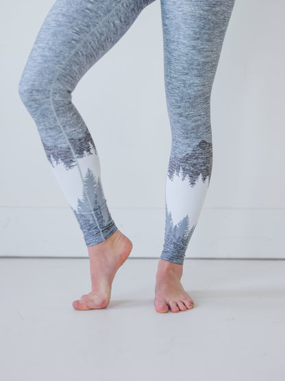 Ash Grey Mountain Yoga Pants Close Up