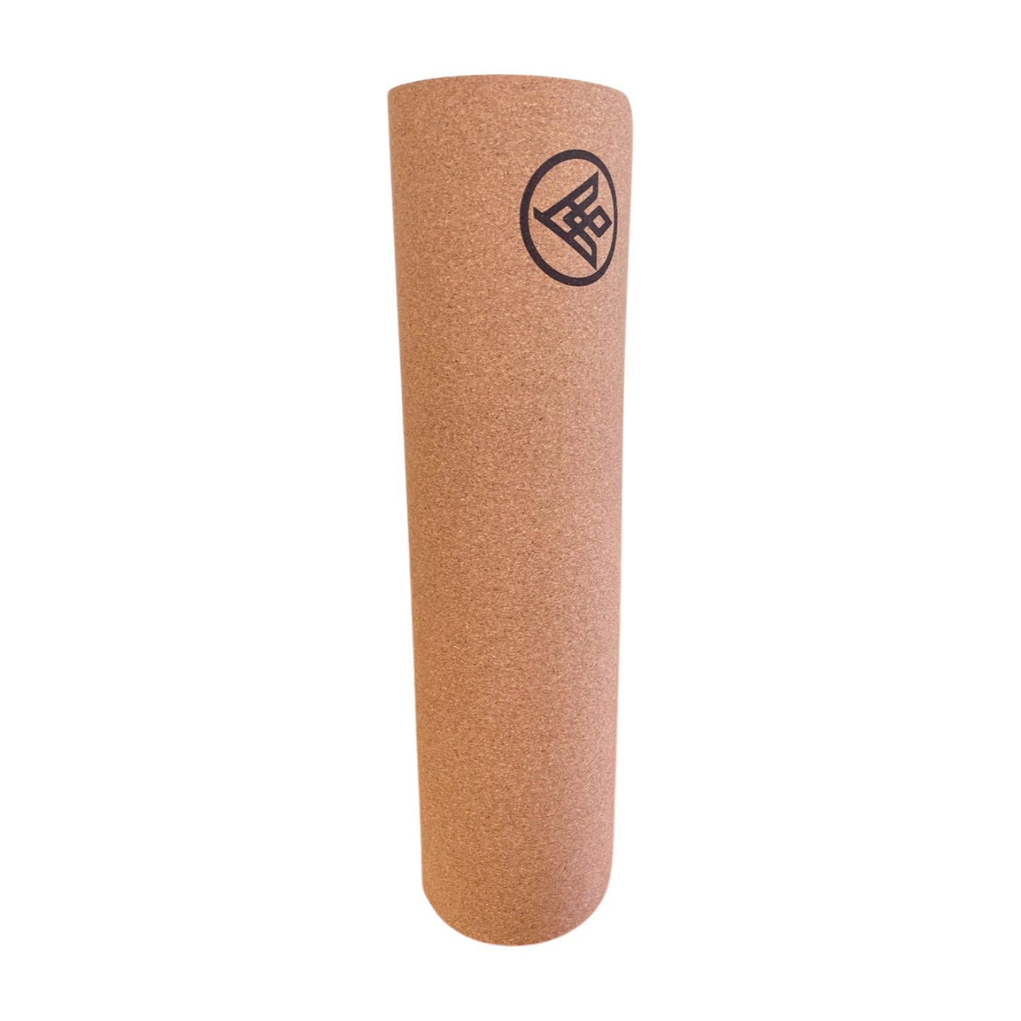The Flux cork yoga mat upright ready to go to your next yoga class