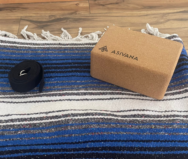 Asivana Yoga Products Cork Yoga Block, Yoga Strap, Yoga Blanket