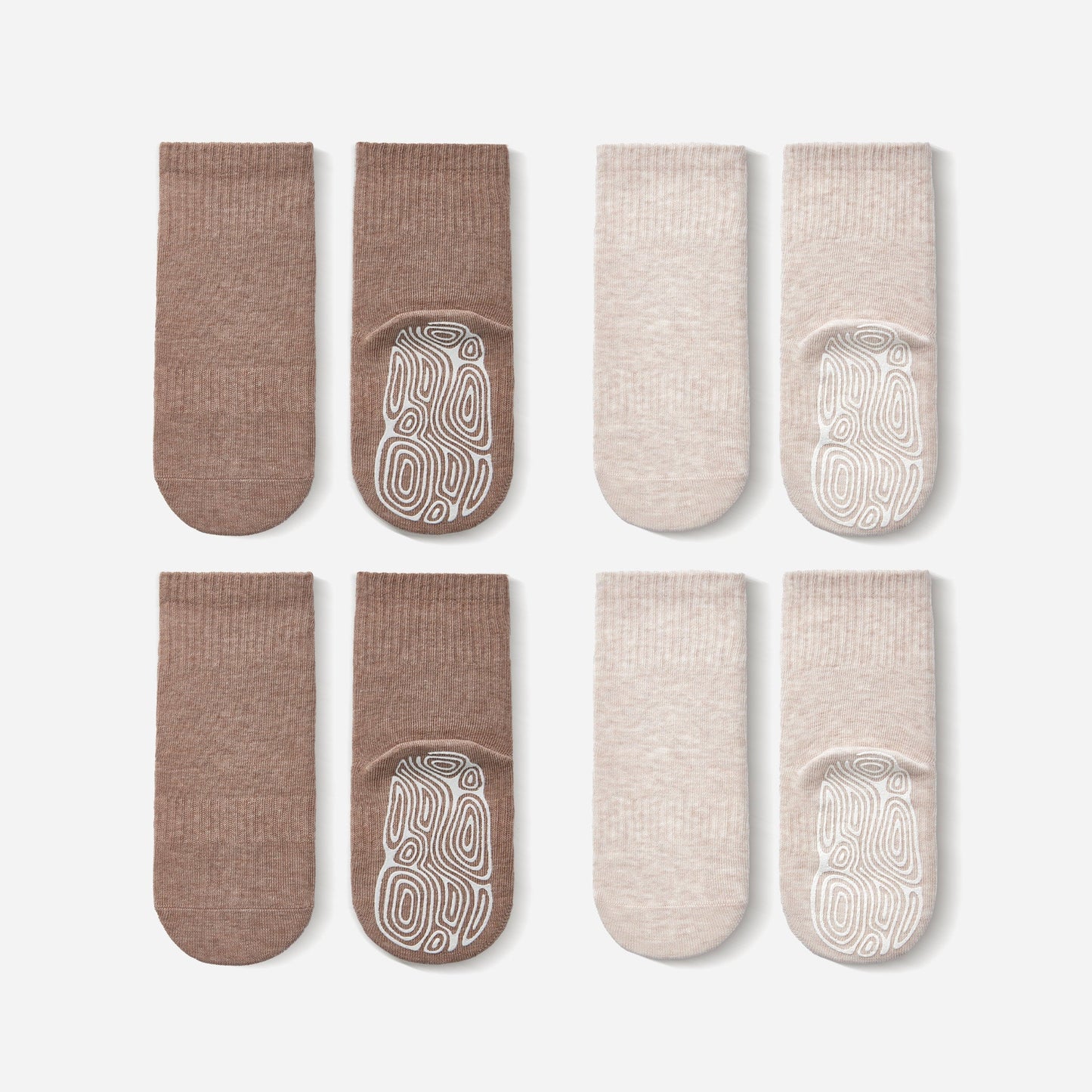 Beige & Brown - Baby & Toddler Stay-On Non-Slip Socks (4-Pack)
