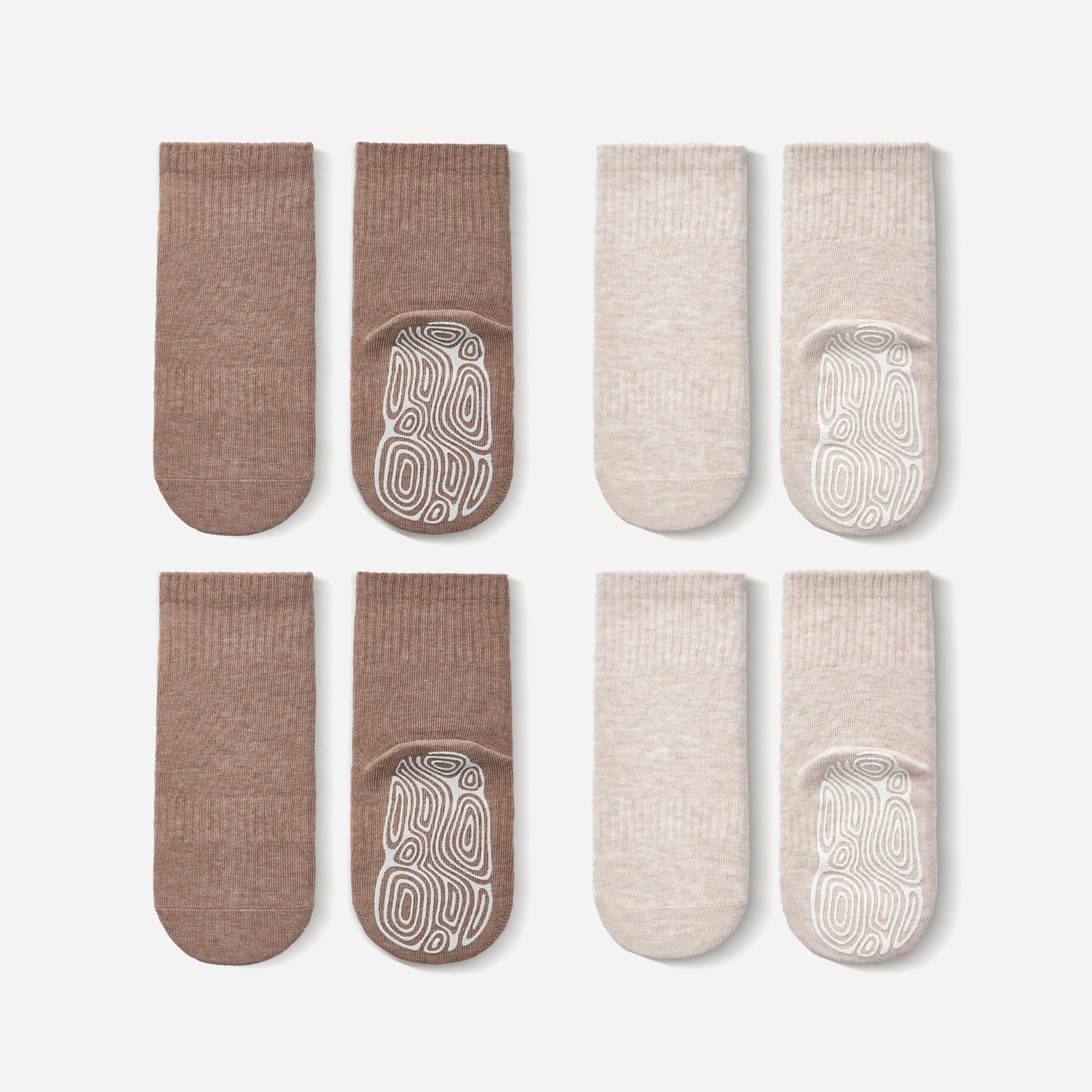 Beige & Brown - Baby & Toddler Stay-On Non-Slip Socks (4-Pack)