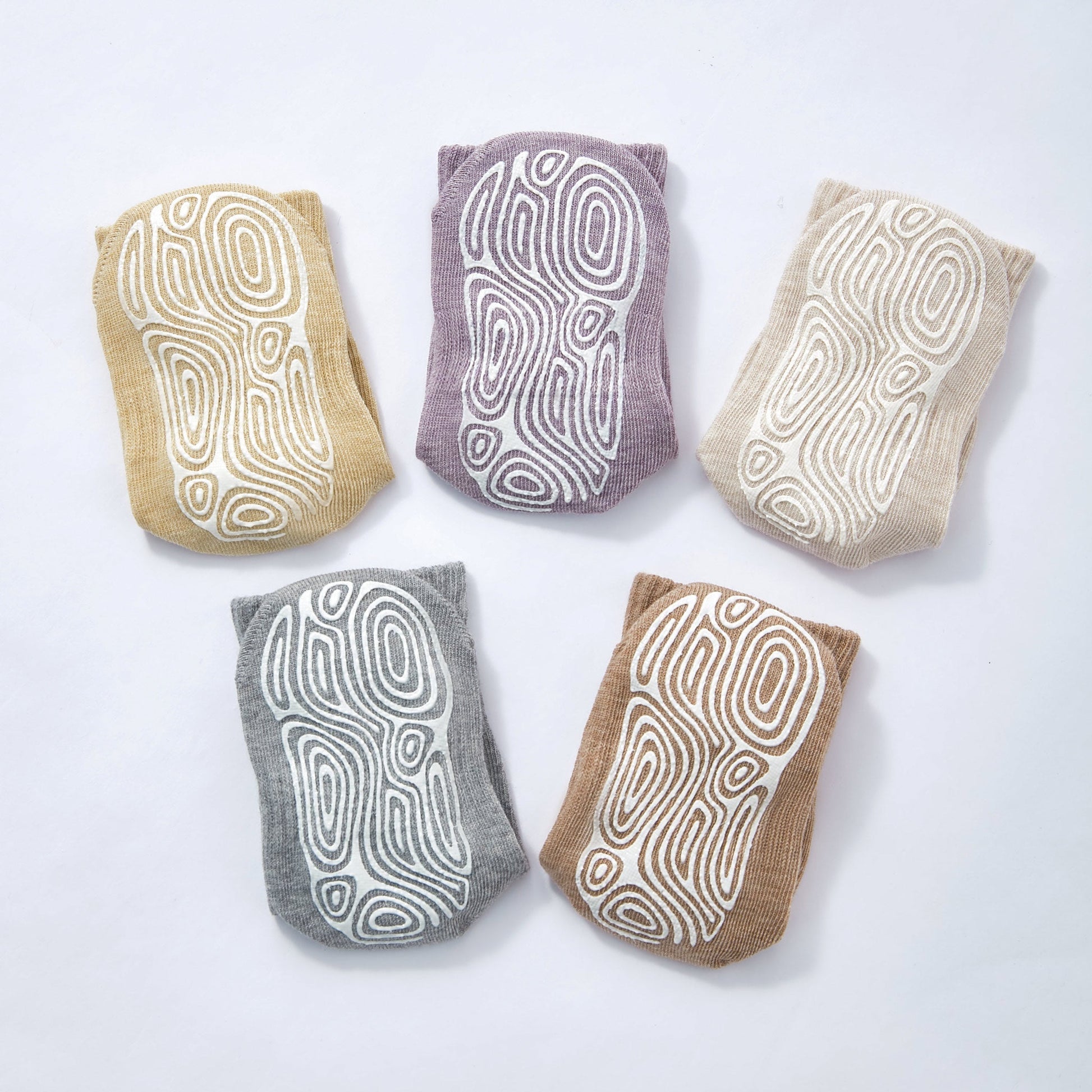 Beige & Brown - Baby & Toddler Stay-On Non-Slip Socks (4-Pack) Colors Folded