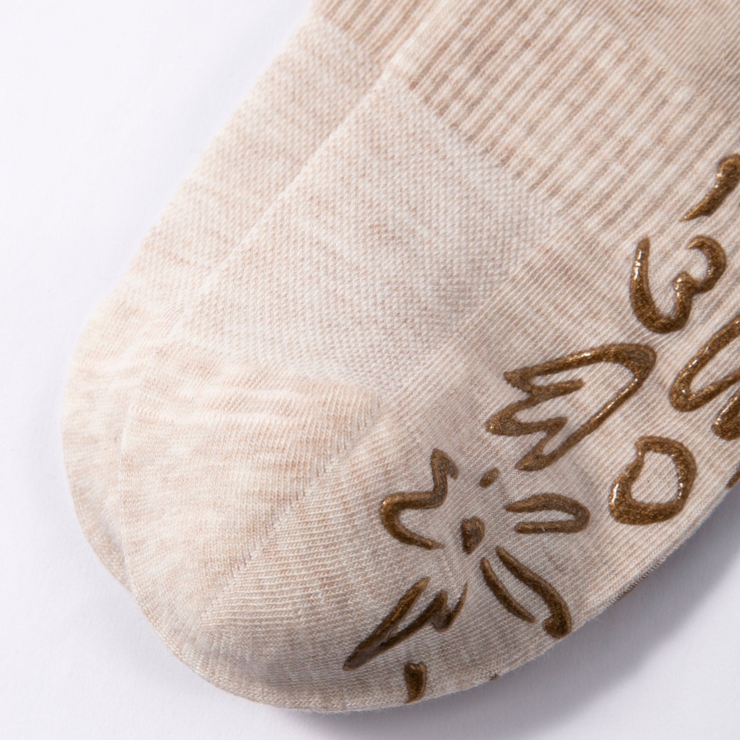 Beige Yoga Socks – Organic Cotton (2 pairs) Close Up