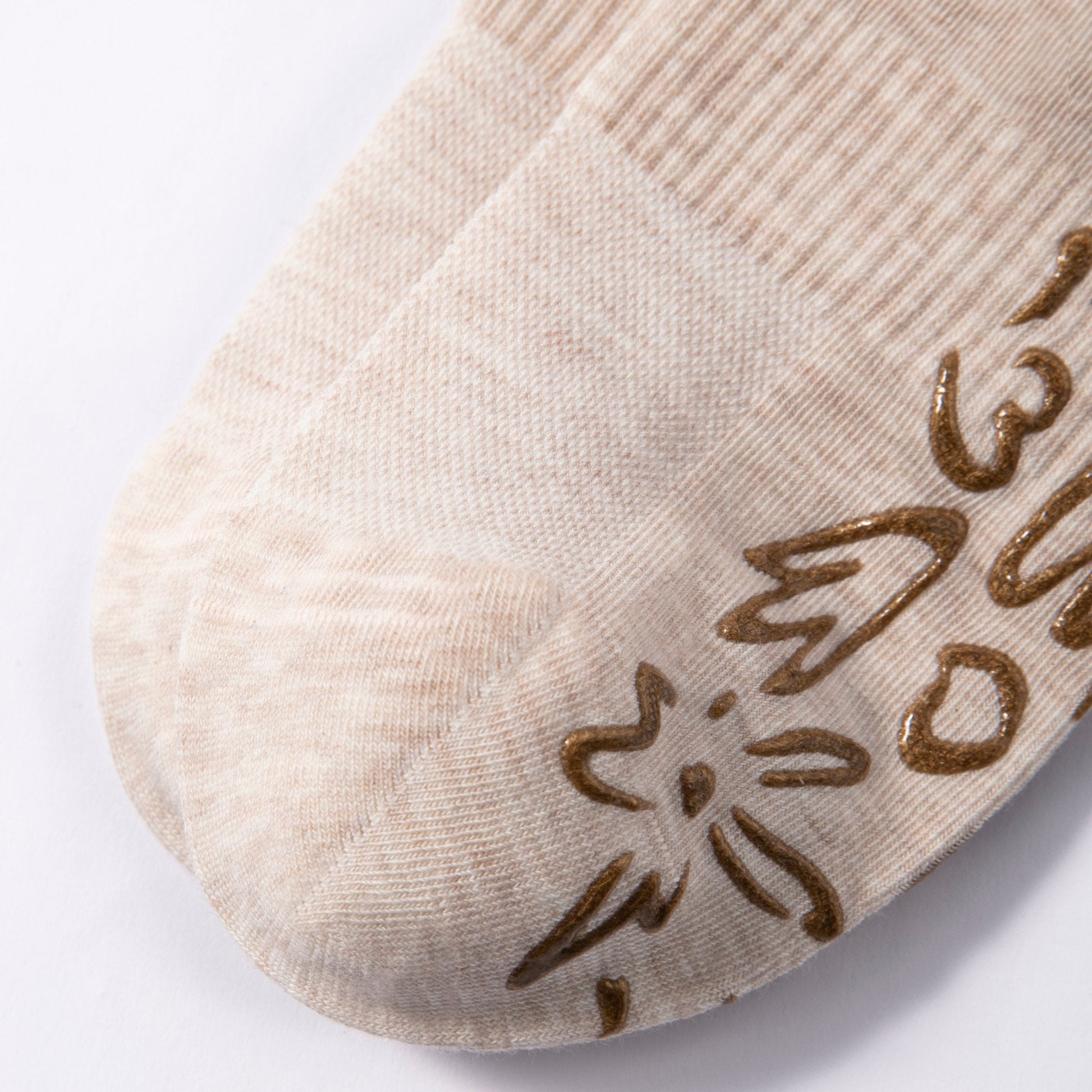 Beige Yoga Socks – Organic Cotton (2 pairs) Close Up