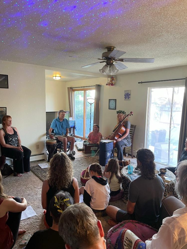 Bhakti House Yoga Studio heart string kirtan for summer solstice celebration