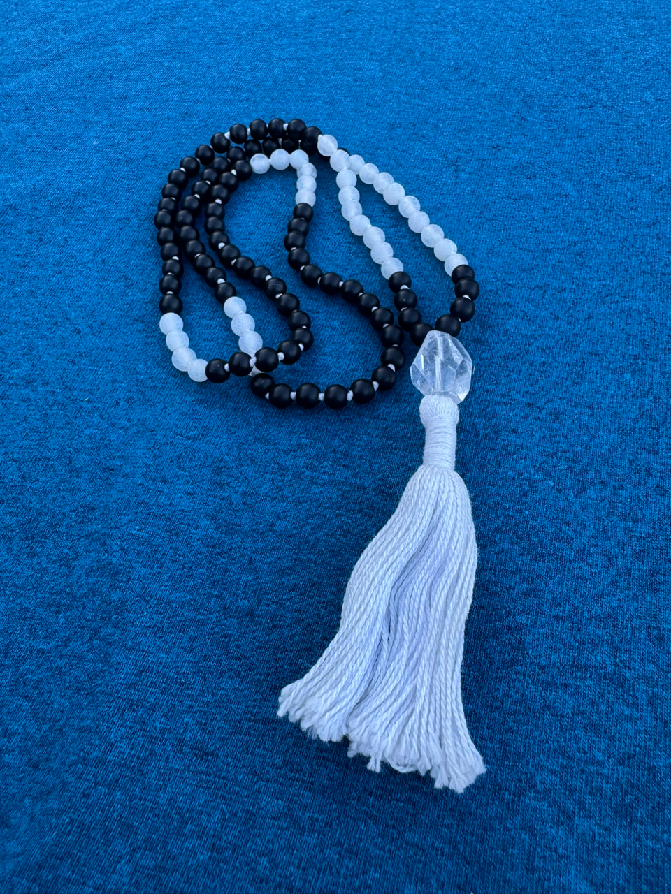 Black Onyx and Cracked Quartz 6mm Mala Prayer Beads