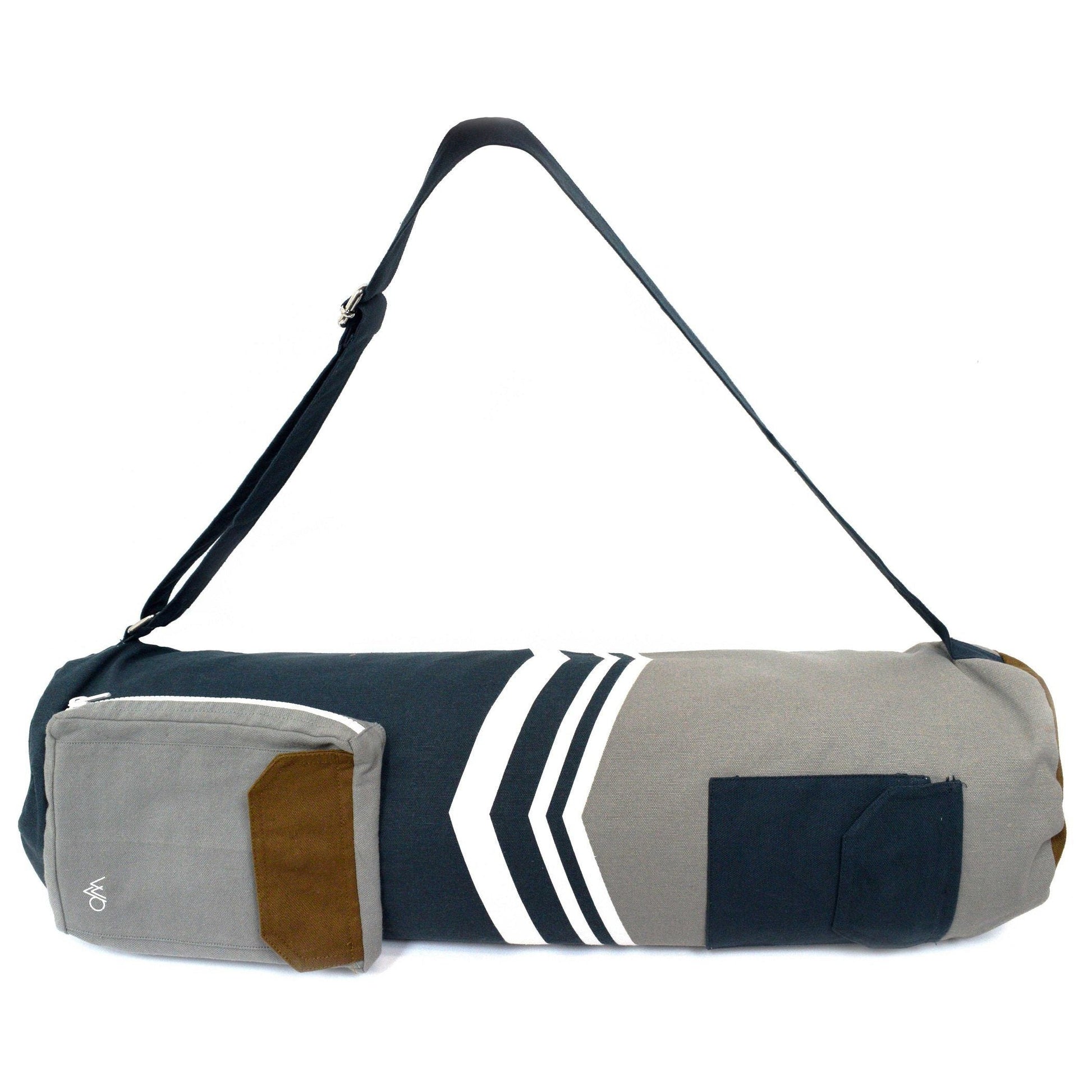 Blue & Grey Organic Yoga Mat Bag