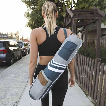 Blue & Grey Organic Yoga Mat Bag