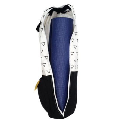 Blue & Grey Organic Yoga Mat Bag Open