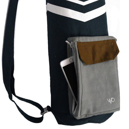 Blue & Grey Organic Yoga Mat Bag Pocket