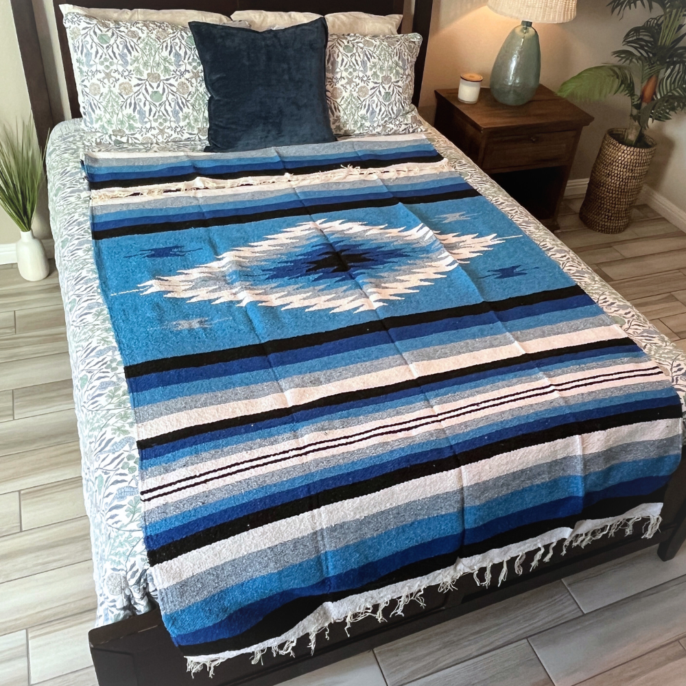 Blue Shades Diamond Yoga Blanket Bed Throw