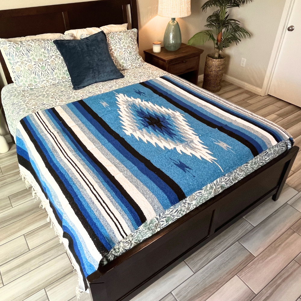 Blue Shades Diamond Yoga Blanket Bed Throw Lifestyle