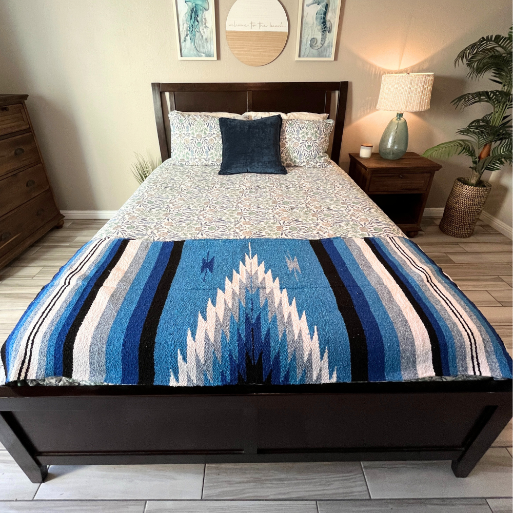 Blue Shades Diamond Yoga Blanket Lifestyle Bed Throw