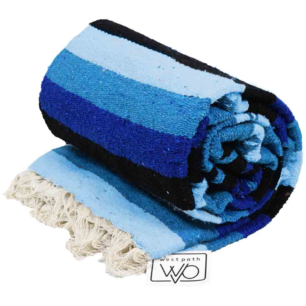 Blue Shades Diamond Yoga Blanket Rolled