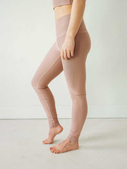 Blush Microstripe Yoga Pants Side