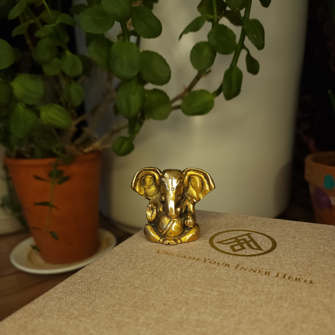 Brass Ganesh Statue - Small Murti in Yoga Room