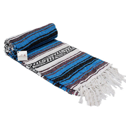 Bright Blue Falsa Yoga Blanket Rolled Out