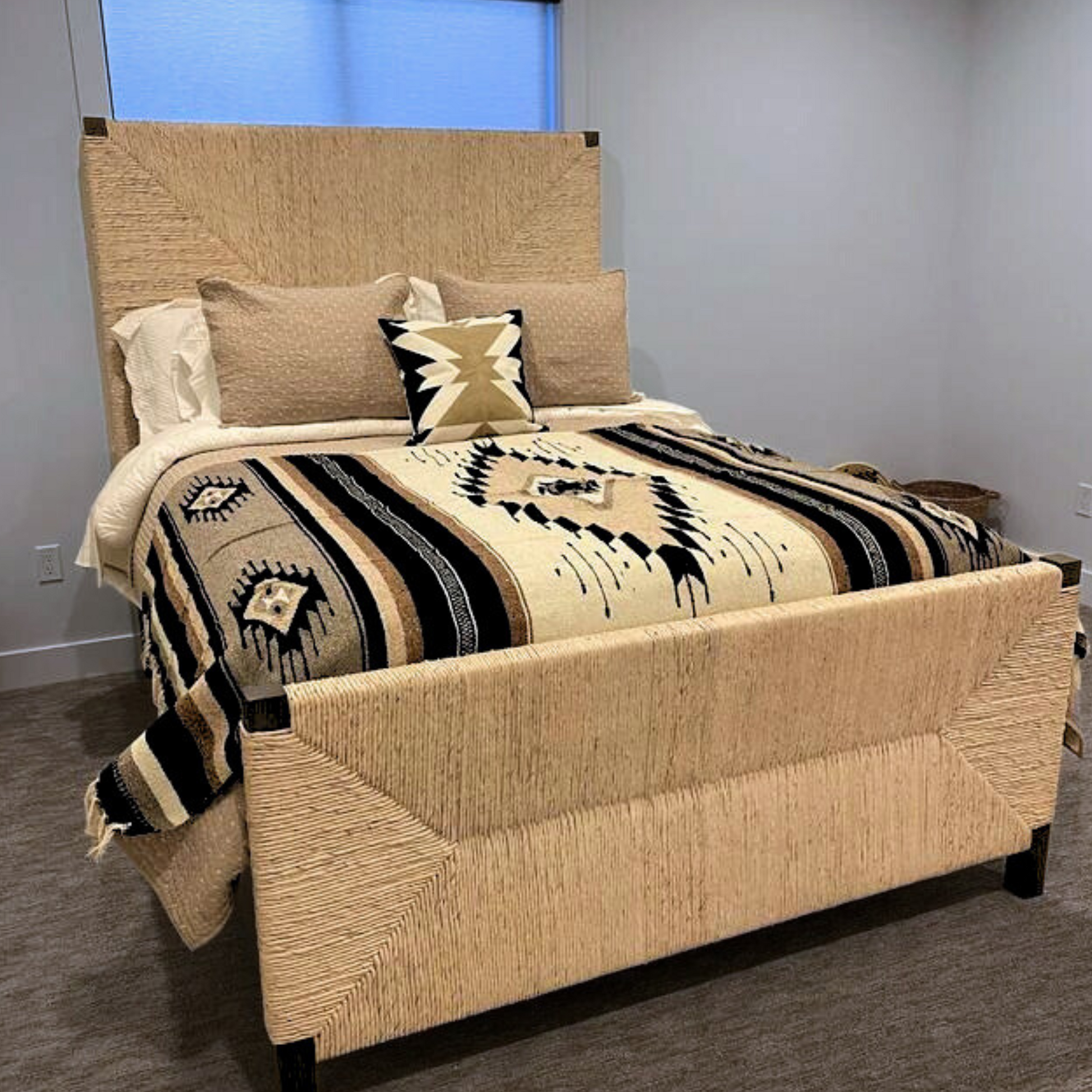 Brown Wool Mexican Yoga Blanket Lifestyle Bed