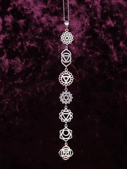 Chakra Lotus Symbols Pendant in Sterling Silver