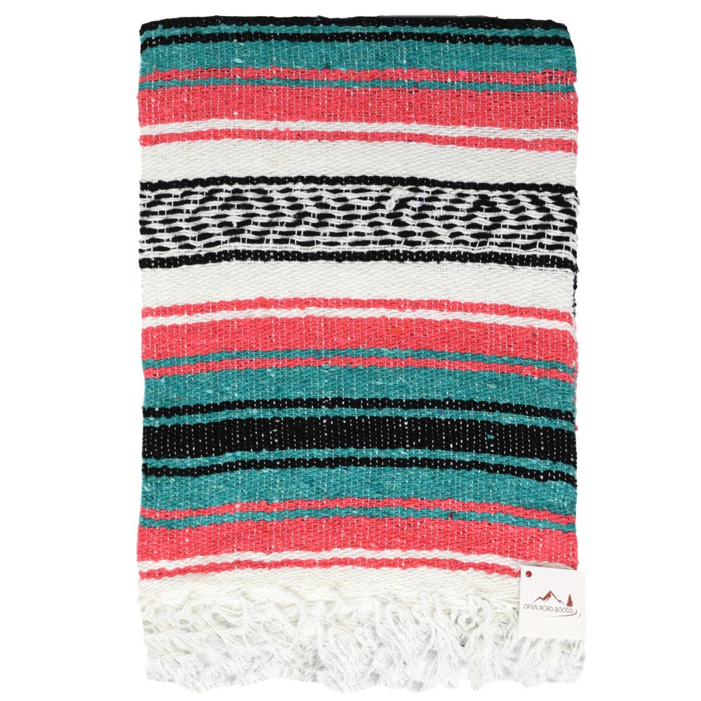 Coral & Sea Green Falsa Yoga Blanket Flat