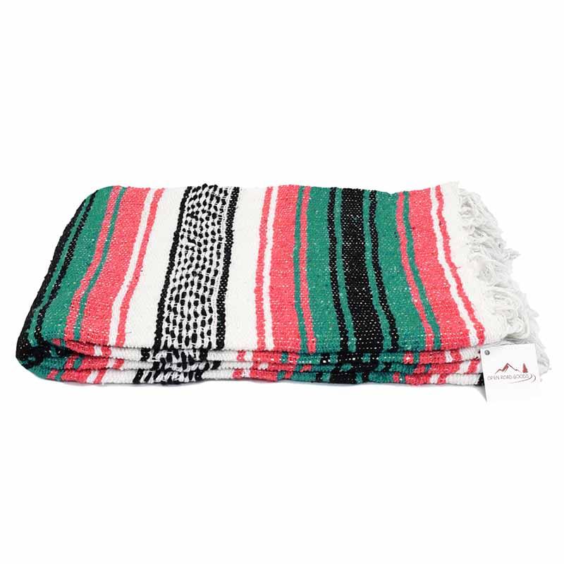 Coral & Sea Green Falsa Yoga Blanket Laid