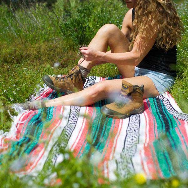 Coral & Sea Green Falsa Yoga Blanket Lifestyle Picnic