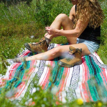 Coral & Sea Green Falsa Yoga Blanket Lifestyle Picnic