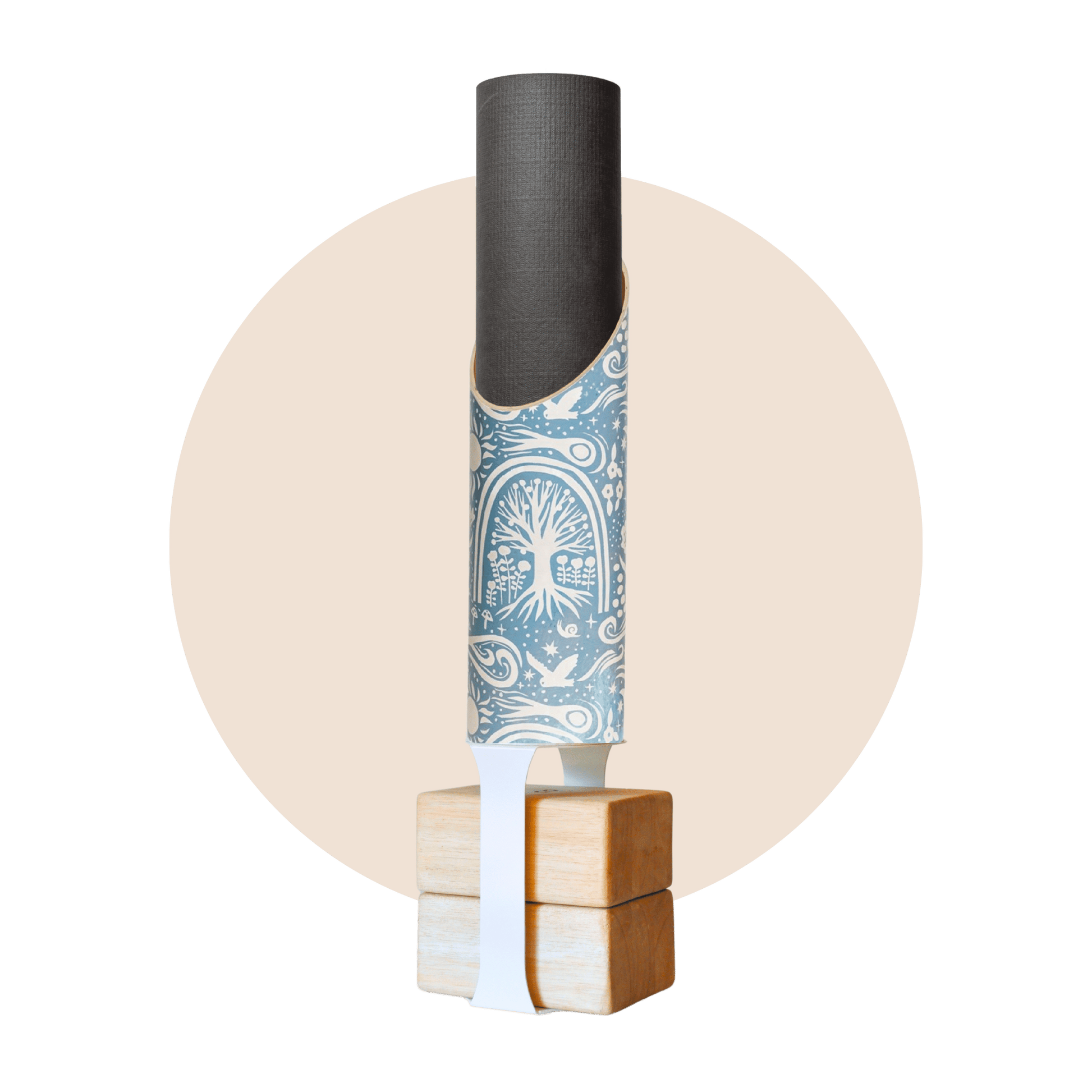 Cosmos Yoga Mat Storage Tube | Bundle Blue with White Floor Stand