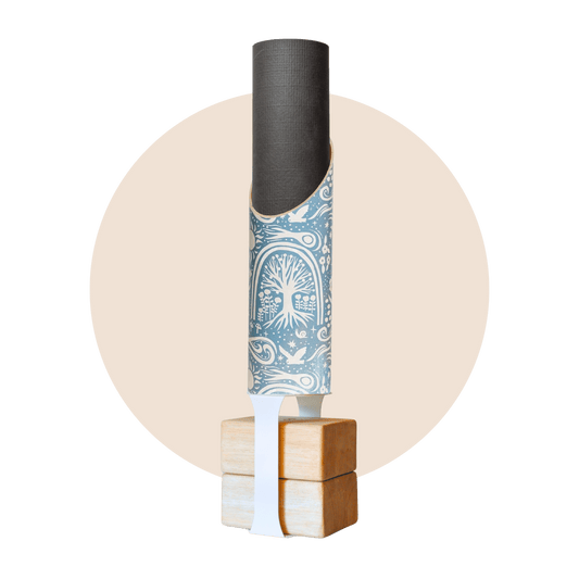 Cosmos Yoga Mat Storage Tube | Bundle Blue with White Floor Stand