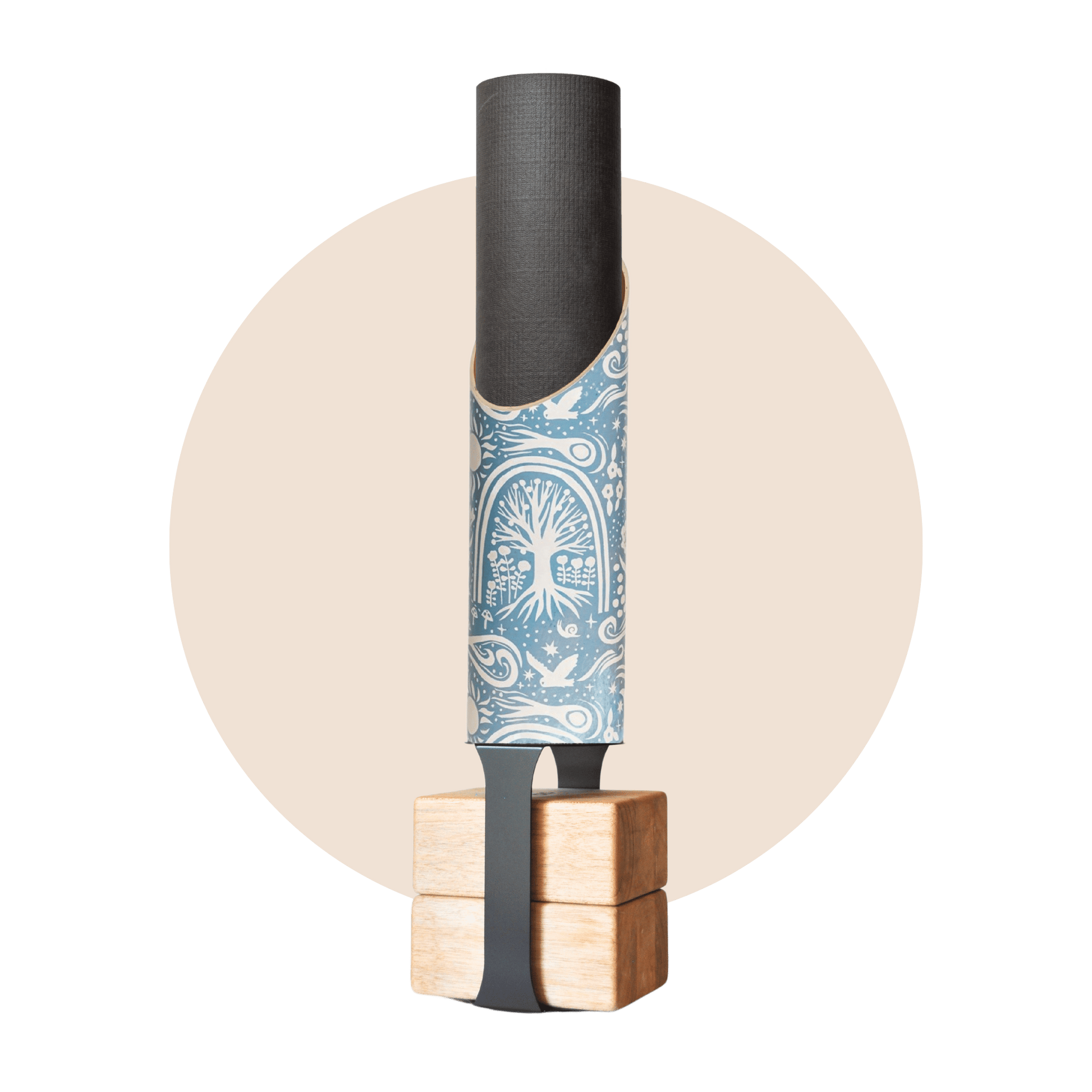 Cosmos Yoga Mat Storage Tube | Bundle Blue with Black Floor Stand
