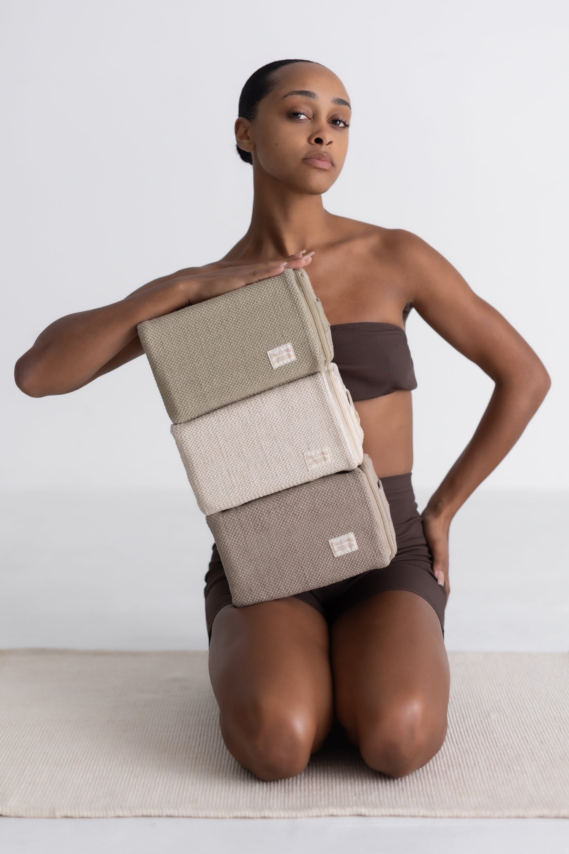 Cotton Cover and Cork Filled Yoga Block Lifestyle