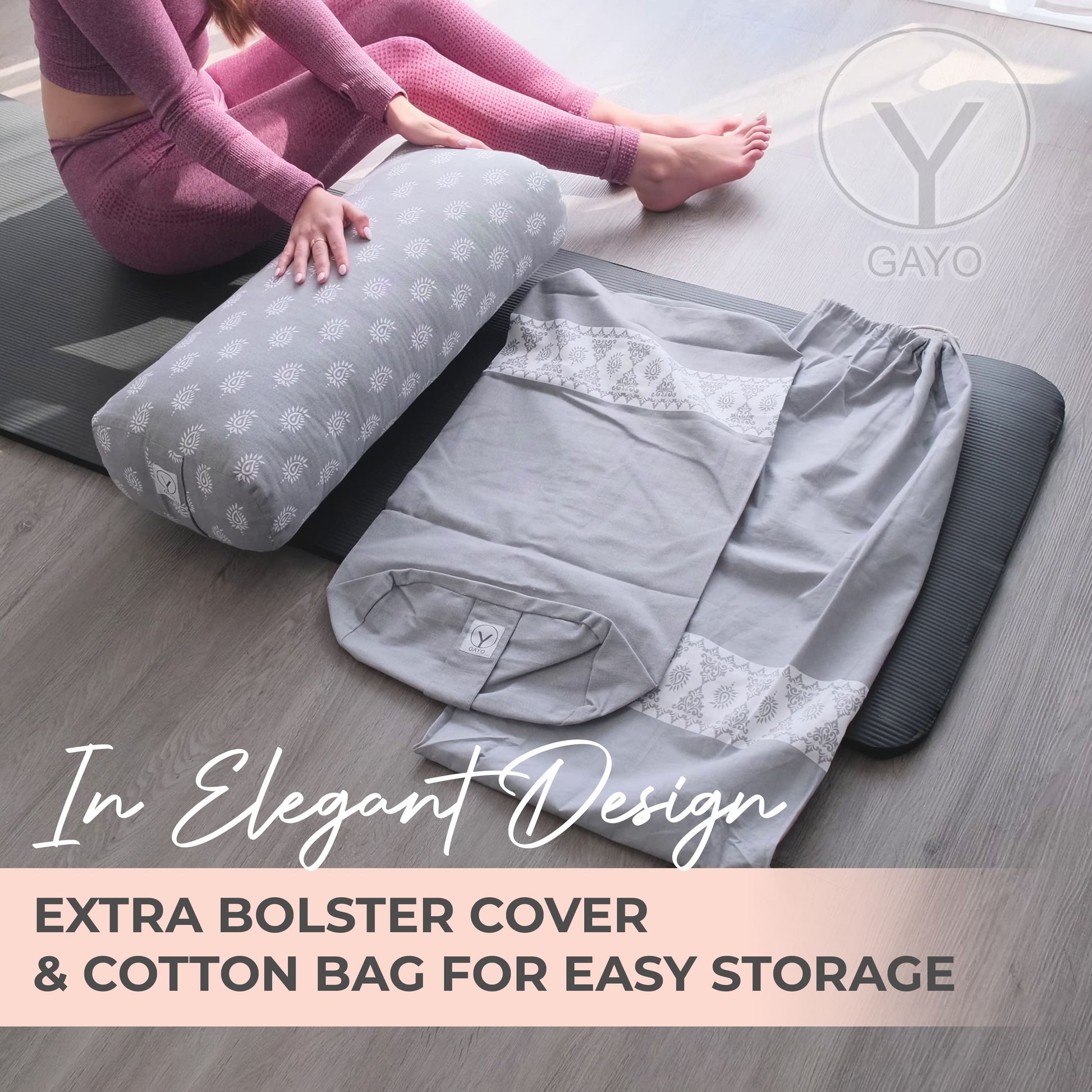 Organic Cotton Yoga Bolster Set with Carry Bag