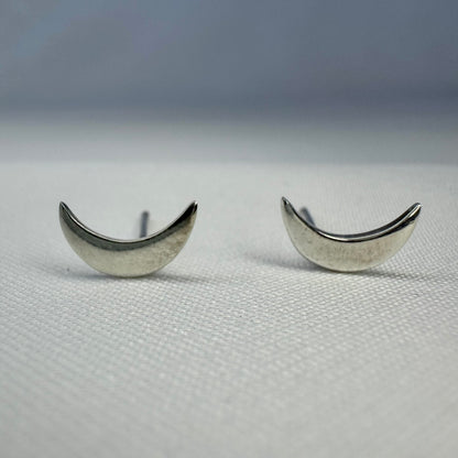Crescent Moon Post Stud Sterling Silver Earrings Craddle