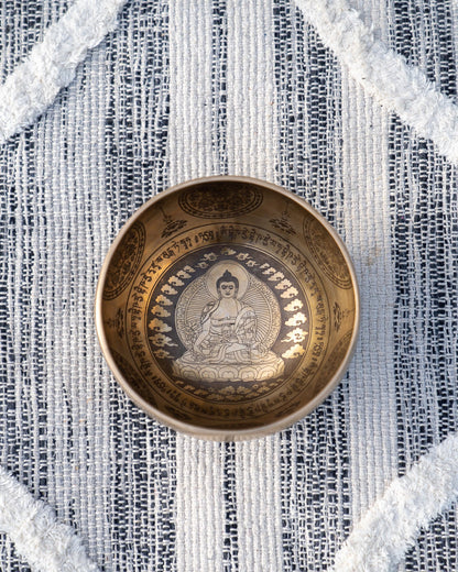 Crown Chakra Singing Bowl in B Carved Bowl