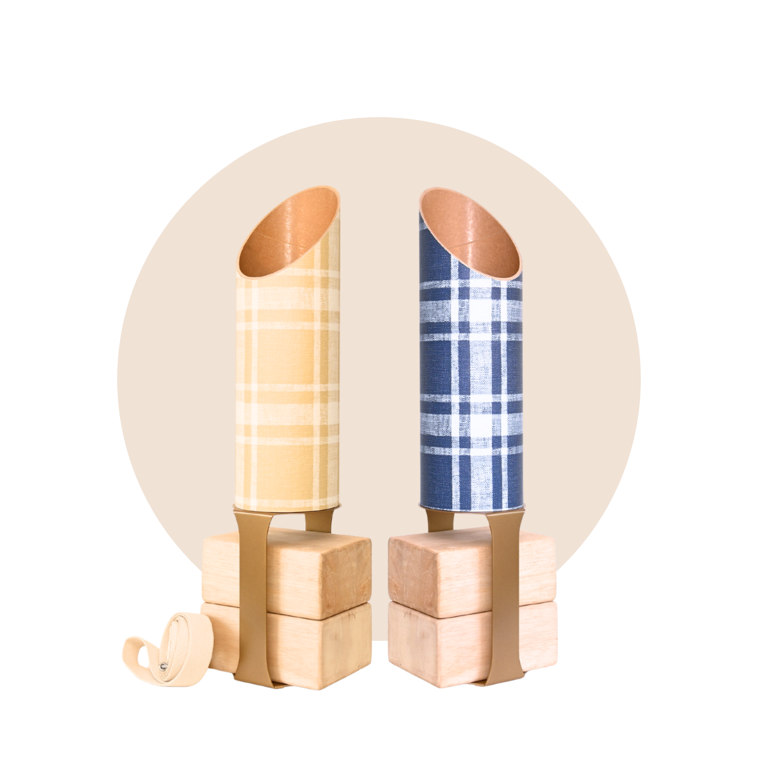 Dad Plaid Yoga Mat Storage Tube Gold Stand Family