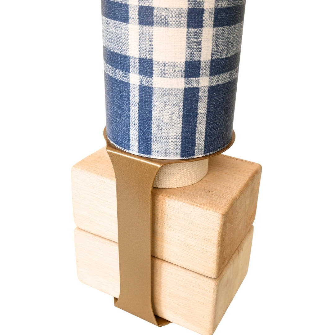Dad Plaid Yoga Mat Storage Tube Navy Tube Gold Stand