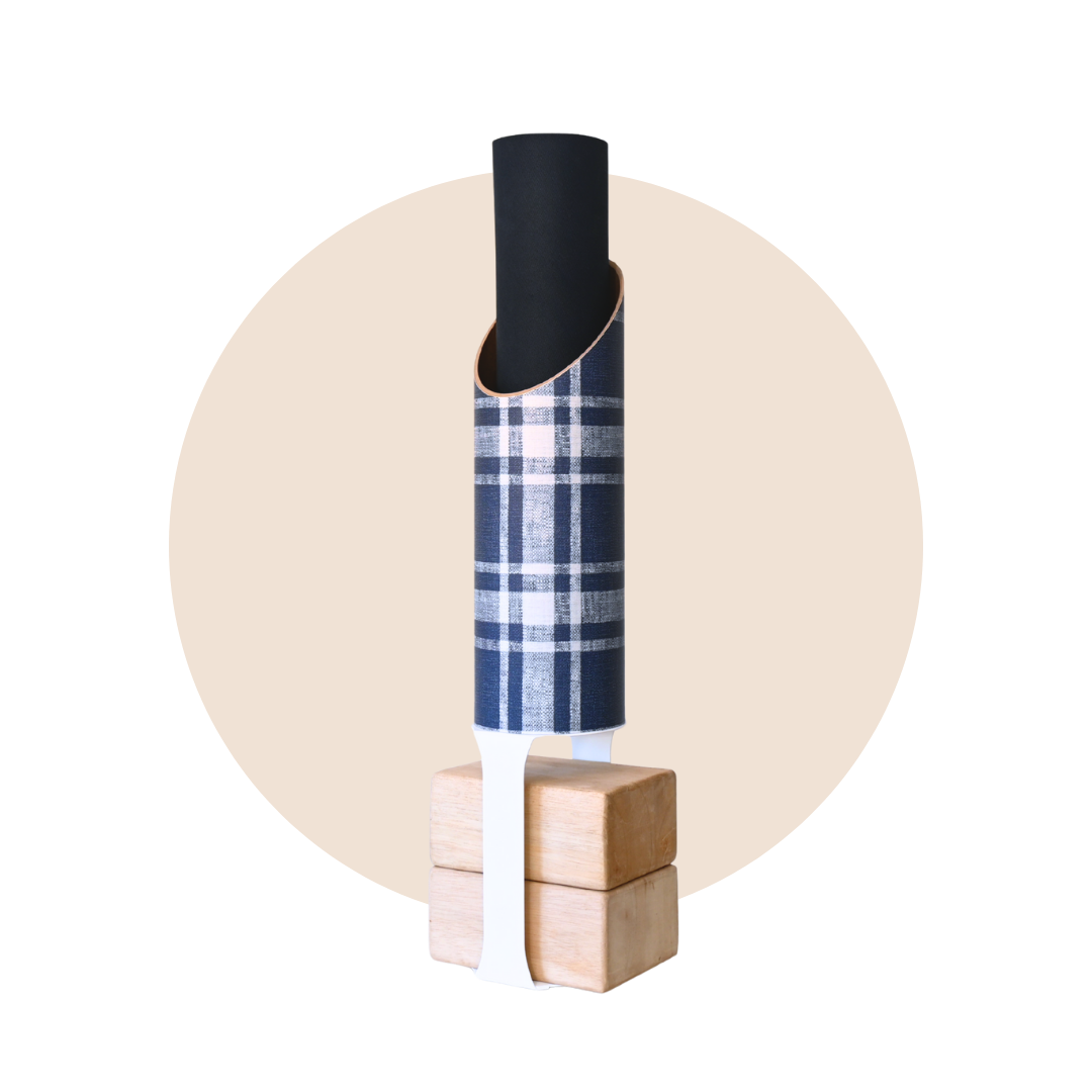 Dad Plaid Yoga Mat Storage Tube Navy White