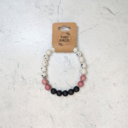 Dalmatian Jade, Pink Rhodonite & Lava Stone Bracelet – Essential Oil Diffuser Bracelet Tag
