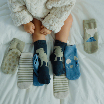 Dinosaur - Baby & Toddler Stay-On Non-Slip Socks (4-Pack) Lifestyle
