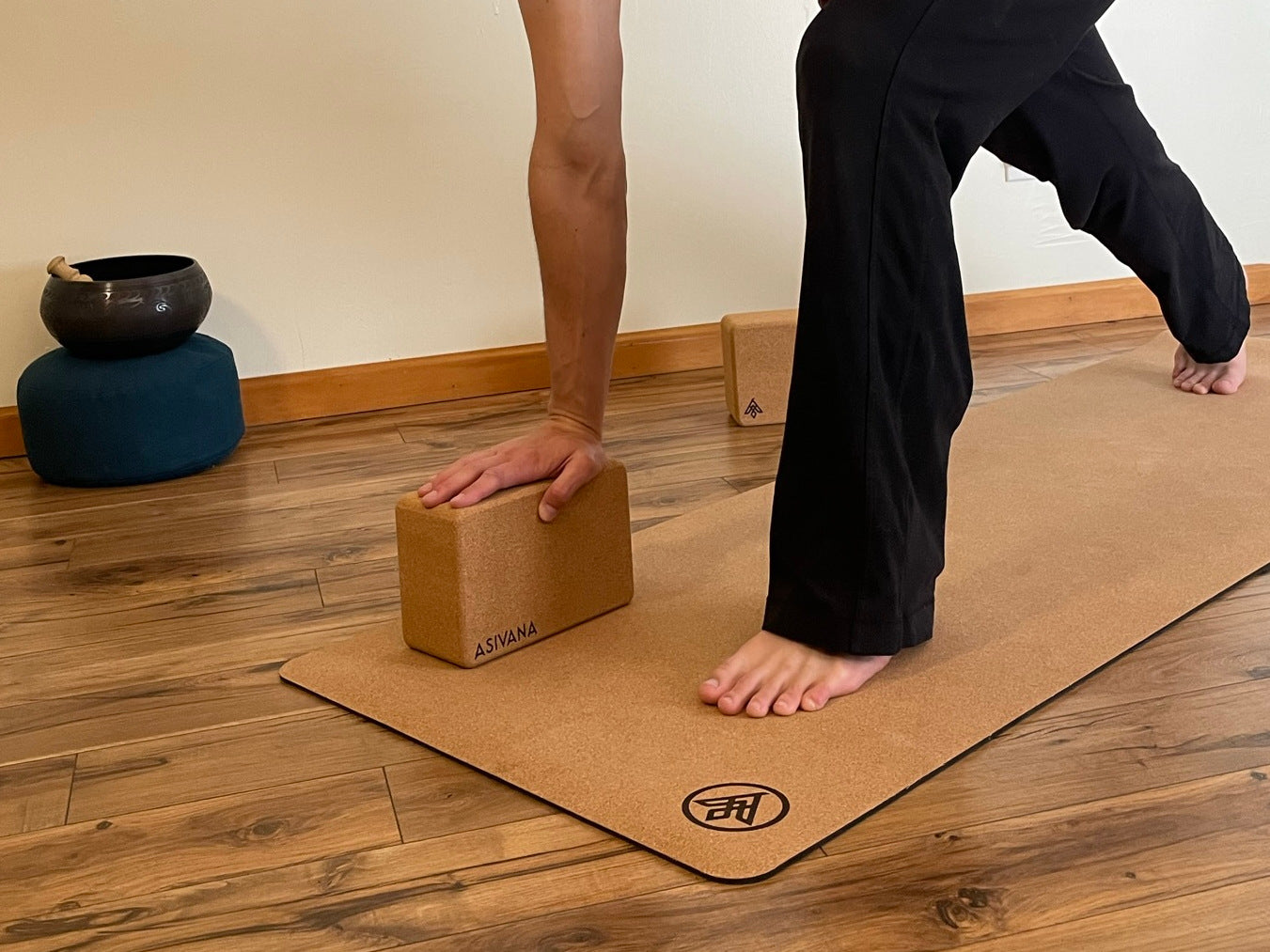 EcoBlock in Twisted Low Lunge in yoga practice