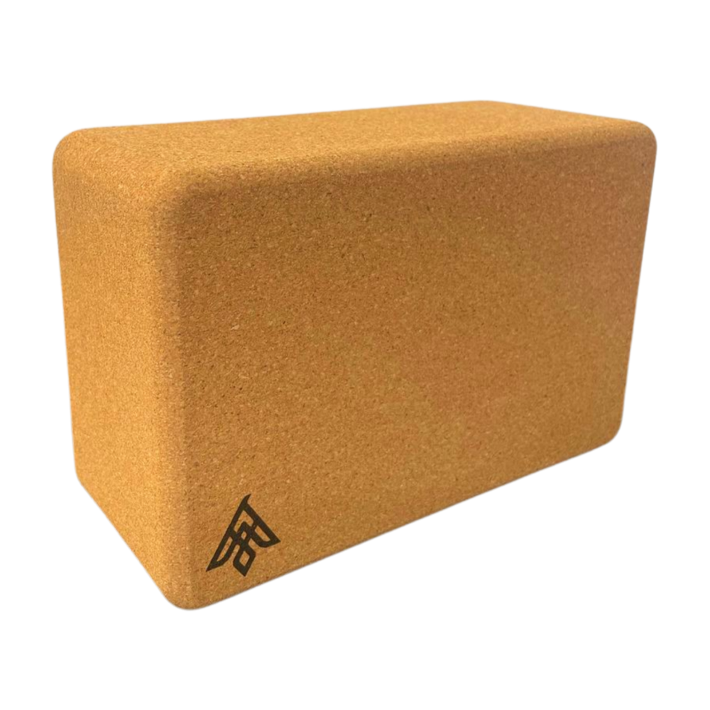 EcoBlock Cork Yoga Block with Asivana Brand Logo Side Showing