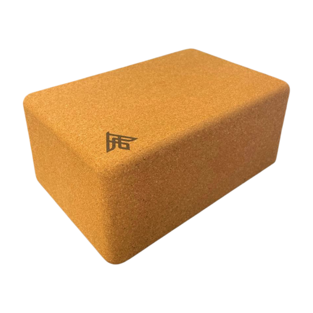 EcoBlock Cork Yoga Block with Asivana Brand Logo Side Showing