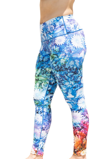Floral Burst Tie Dye Yoga Pants Angle