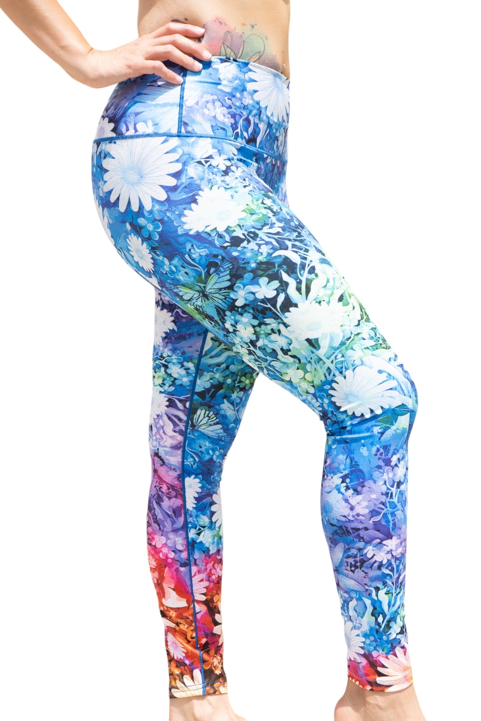 Floral Burst Tie Dye Yoga Pants Other Side