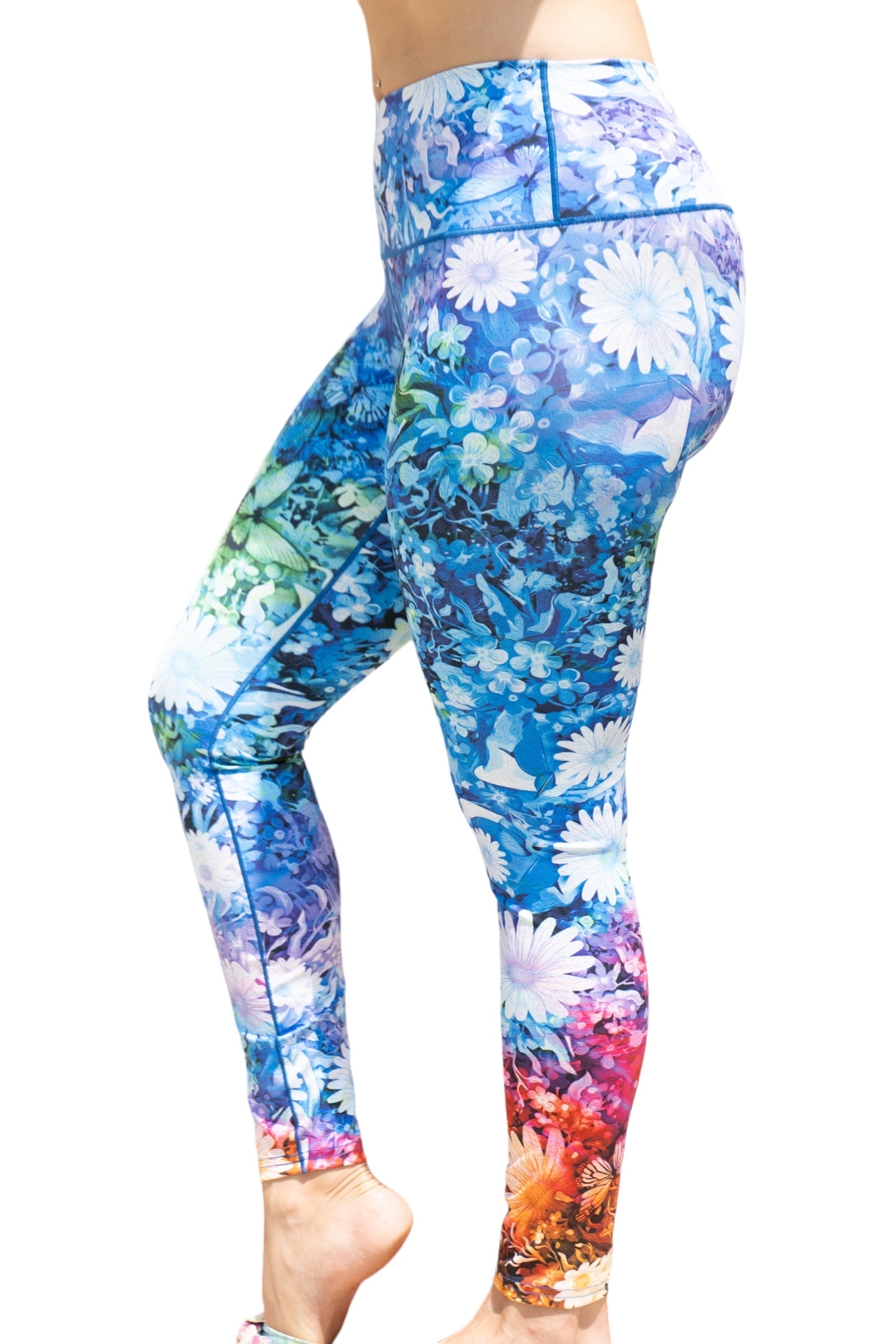 Floral Burst Tie Dye Yoga Pants Side