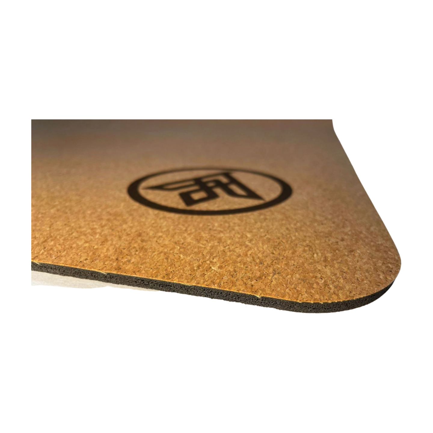 Flux Cork Yoga Mat Up Close Corner with Asivana Logo