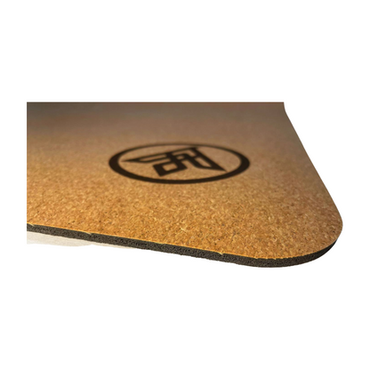 Flux Cork Yoga Mat Up Close Corner with Asivana Logo